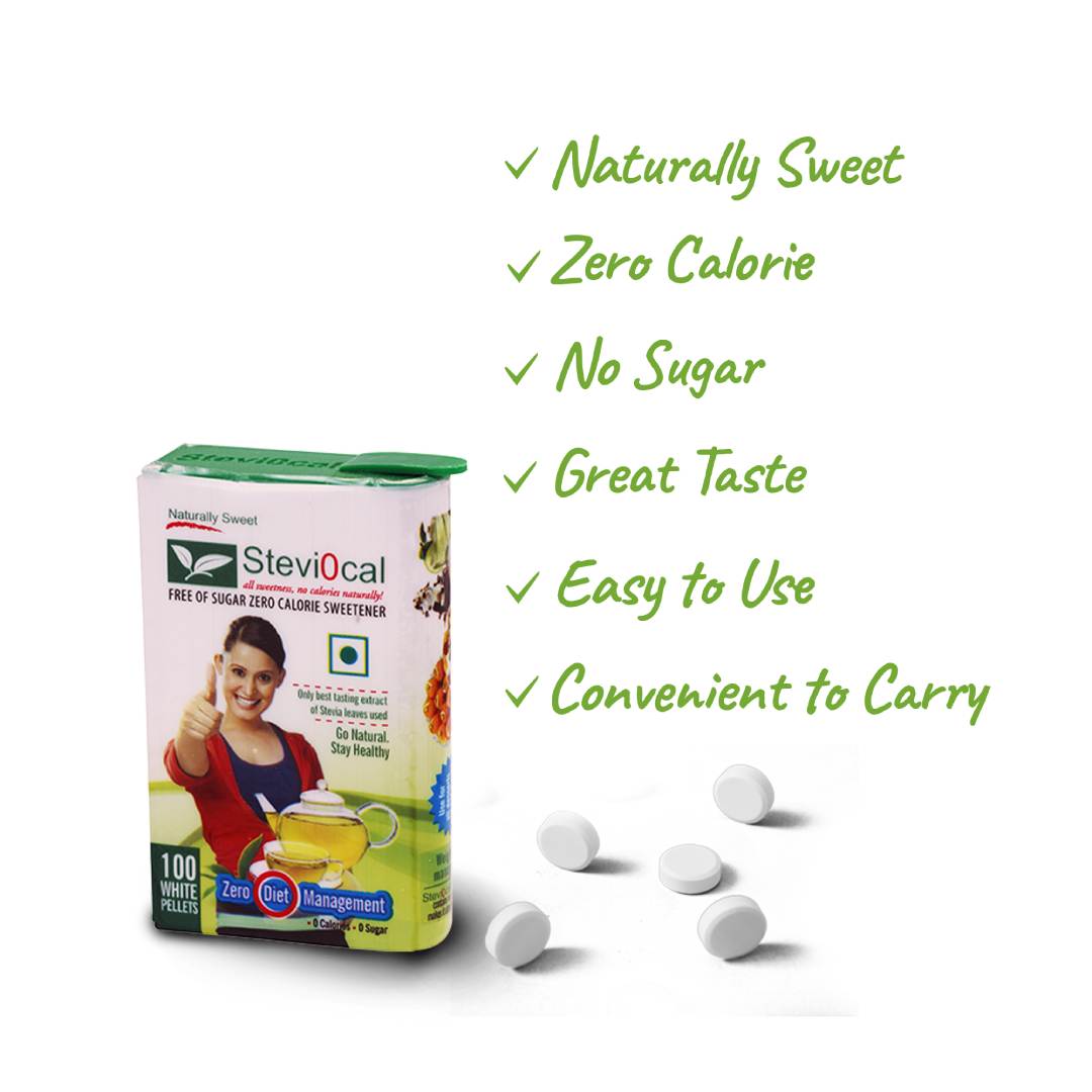Stevi0cal buy stevia tablets pellets online in india best zero calorie sweetener natural sugar alternatives