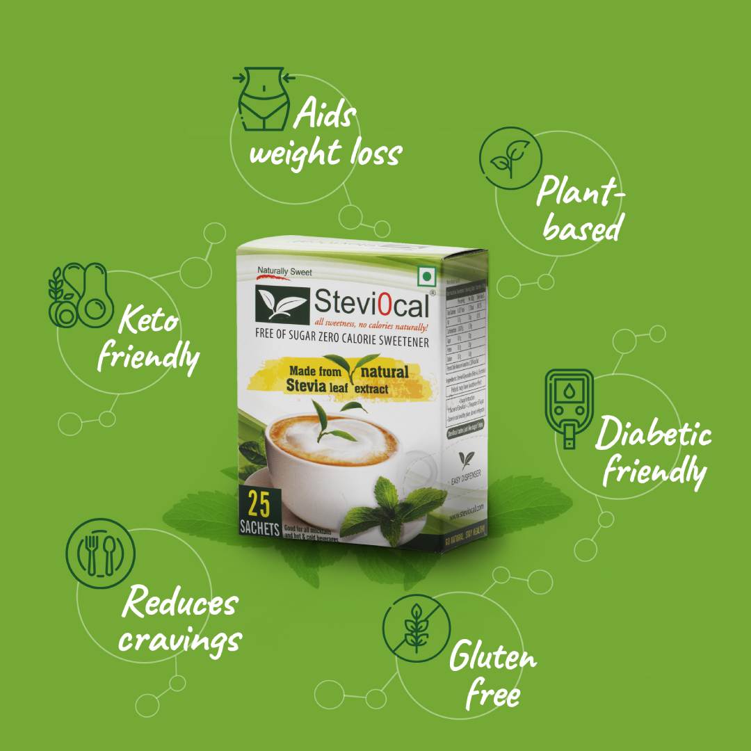 Stevi0cal stevia best natural zero calorie Sweetener powder in India